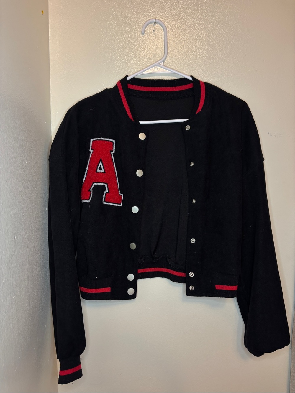 Black & Red Letterman-Style Women's Jacket